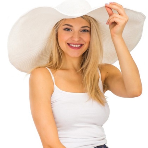 Summer WIDE OVERSIZED Floppy Beach Hat White - Picture 2 of 4